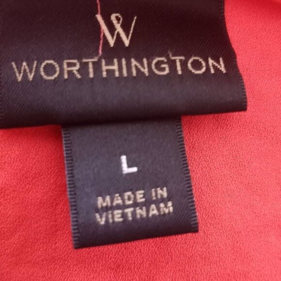 WORTHINGTON PEACH/ORANGE BLOUSE SZ.L EUC - Picture 4 of 5